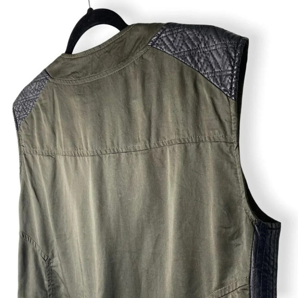 ZARA Outerwear Trafaluc Army Green  & Faux Leather Vest - Picture 4 of 8
